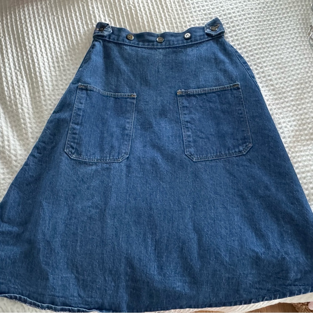 Vintage Denim Midi A-Line Skirt
